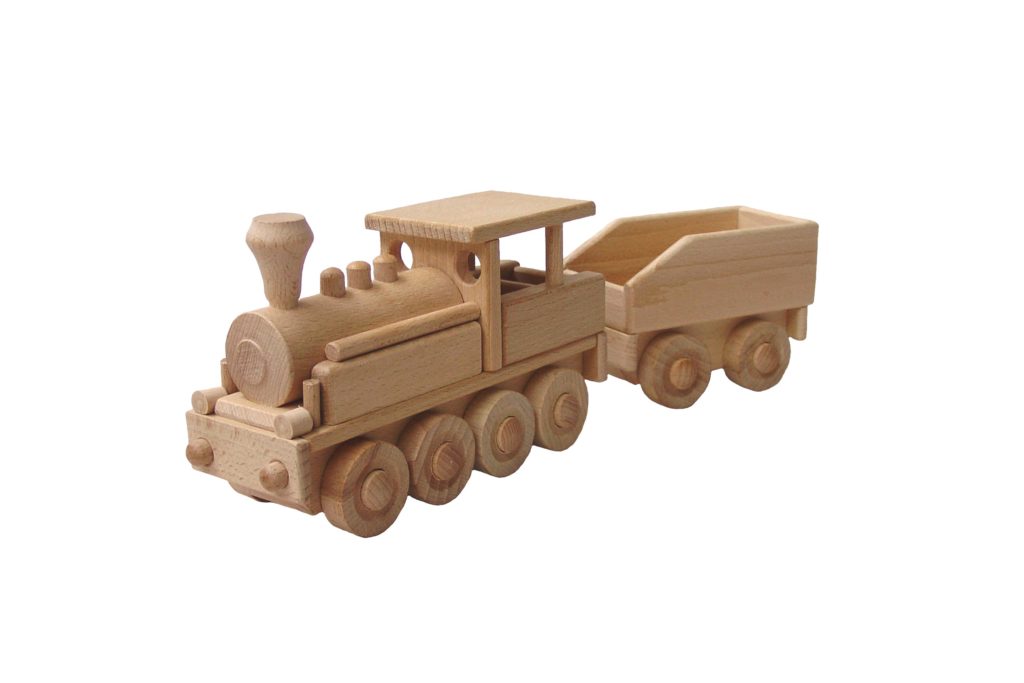 dřevěná-parní lokomotiva